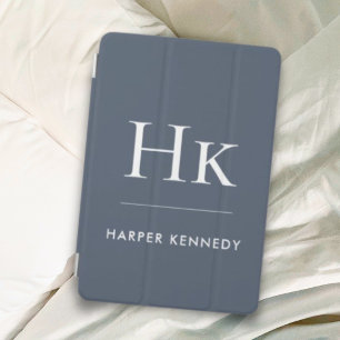 Monogram Personalized Name Classic Elegant Navy iPad Mini Cover
