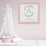 Monogram Personalized Name Faux Canvas Print<br><div class="desc">Add this beautiful baby personalized wall canvas to baby’s nursery.  Perfect for a gift for baby shower gift or baby welcoming home.  Sweet soft colors of greens and pinks.  Customize to your own special monogram & name.  100% customer satisfaction with “Zazzle” every day.</div>