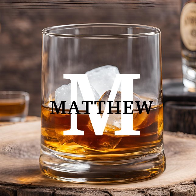 MONOGRAM PERSONALIZED NAME INITIAL CUSTOM WHISKEY GLASS (Creator Uploaded)