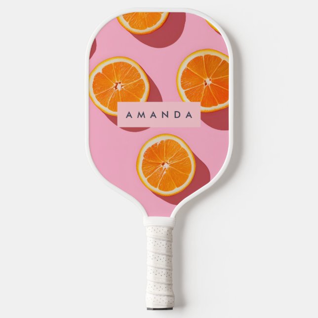 Monogram Personalized Orange Slice Pattern Pickleball Paddle (Front)