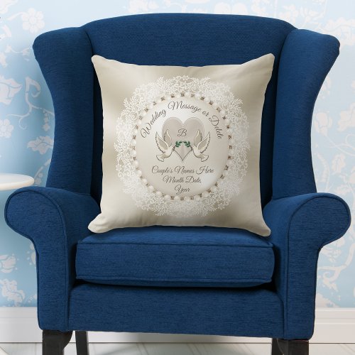 Monogram Personalized Pearl Bridal Shower Gifts Throw Pillow
