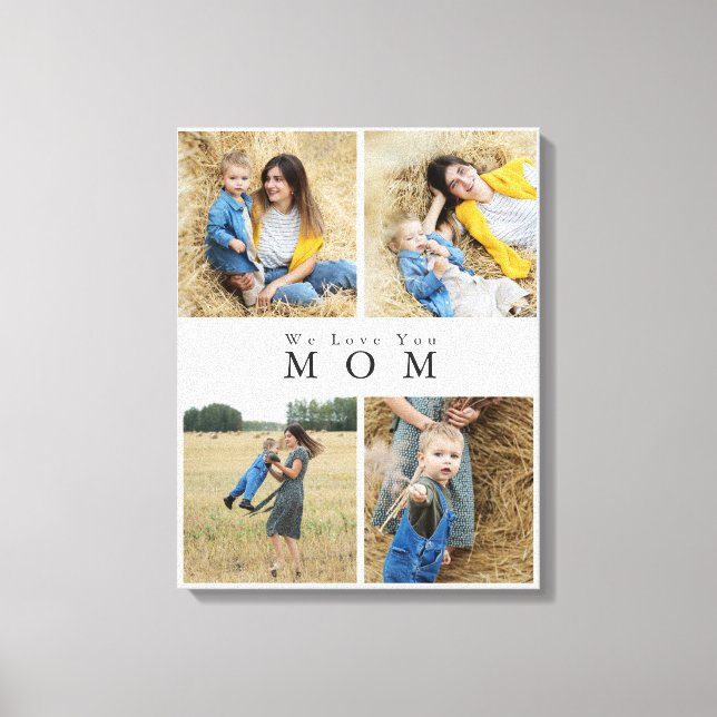 Monogram Personalized Photo Collage Mother Family Canvas Print (Front)