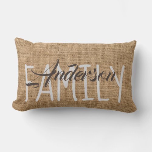 Monogram Personalized Pillow Faux Burlap Rustic