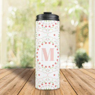 Monogram Personalized Pink Blush Stylish Custom Thermal Tumbler