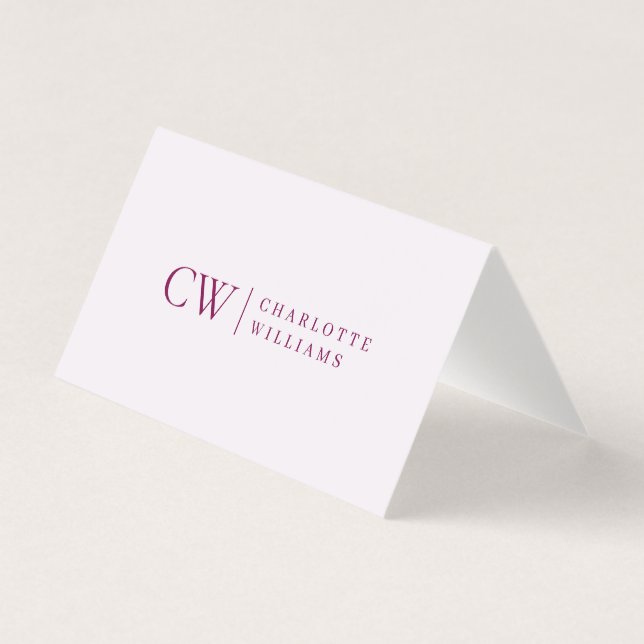 Monogram Personalized Pink Business Folded Card (Front)