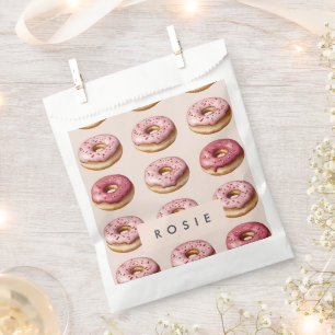 Monogram Personalized Pink Donut Pattern Favor Bag