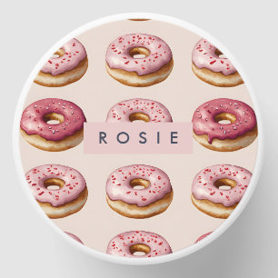 Monogram Personalized Pink Donut Pattern Mini Candle Favors