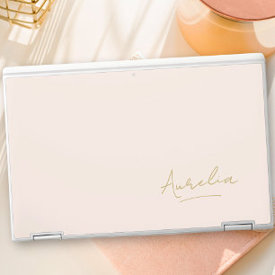 Monogram Personalized Pink Gold Signature Name HP Laptop Skin