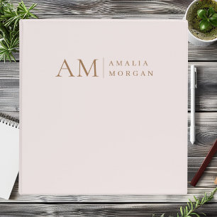 Monogram Personalized Pink Initial And Name  3 Ring Binder