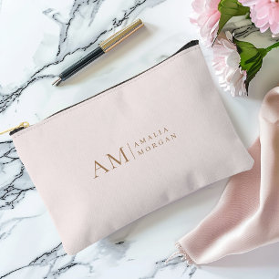 Monogram Personalized Pink Initial And Name  Accessory Pouch
