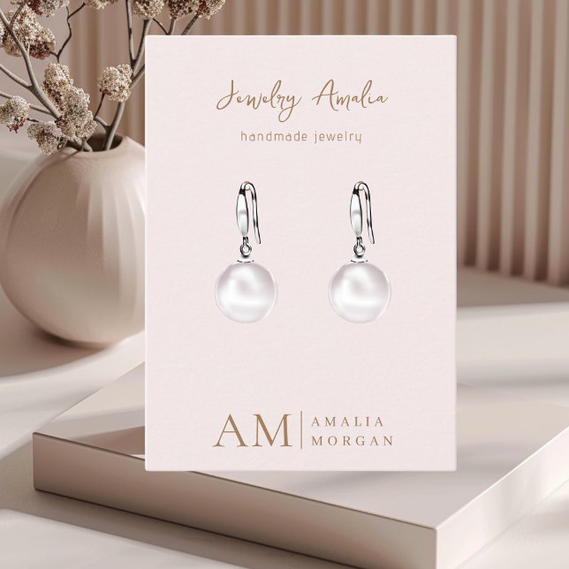 Monogram Personalized Pink Initial And Name  Business Card (Creator Uploaded)