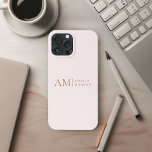 Monogram Personalized Pink Initial And Name  iPhone 13 Pro Max Case<br><div class="desc">Protect your phone in style with our Minimalistic Monogram Personalized Pastel Pink iPhone Case. This sleek case features a soft pastel pink background, elegantly adorned with a monogram initial and your custom name in a modern font. Designed to provide both protection and a touch of sophistication, this case is perfect...</div>