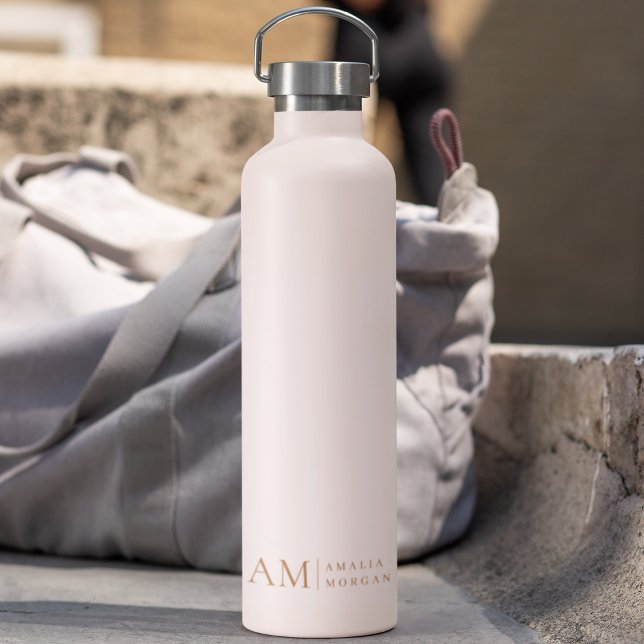 Monogram Personalized Pink Initial And Name  Water Bottle (Creator Uploaded)