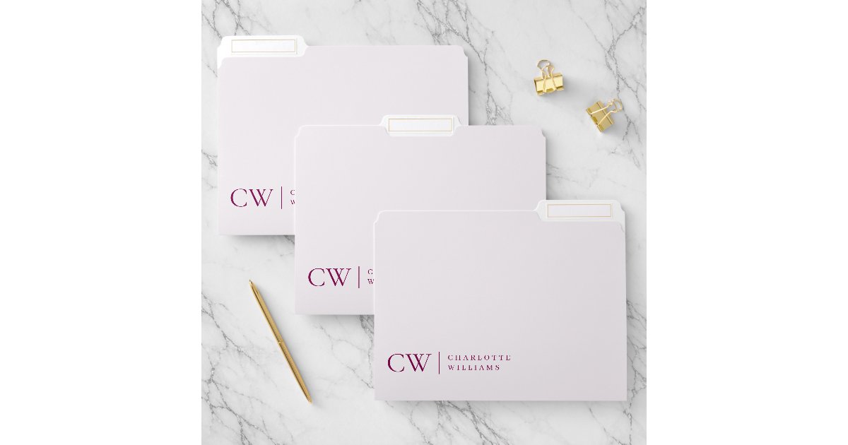 File Folder Icon Initla R Monogram Personalized Pink Initial File Folder | Zazzle