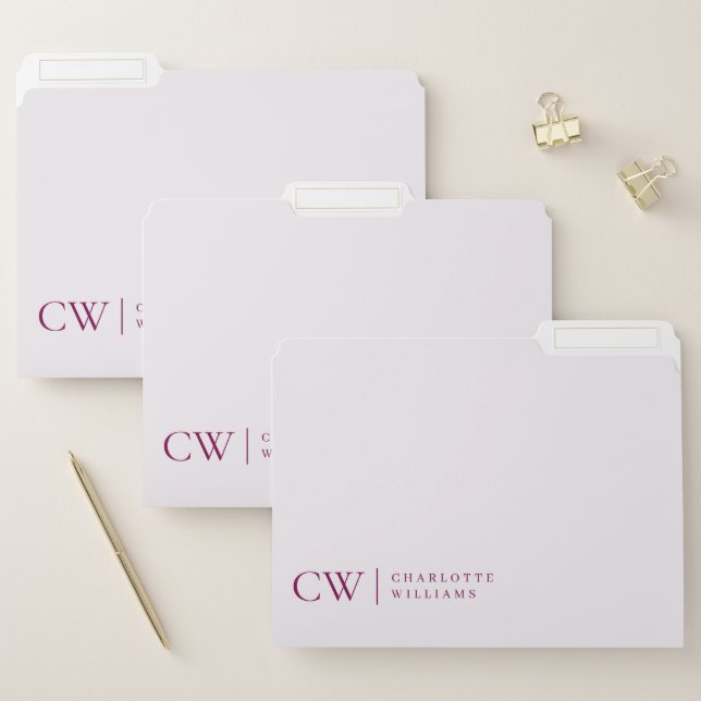 Monogram Personalized Pink Initial File Folder (Set)