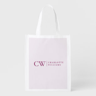 Monogram Personalized Pink Initial Grocery Bag