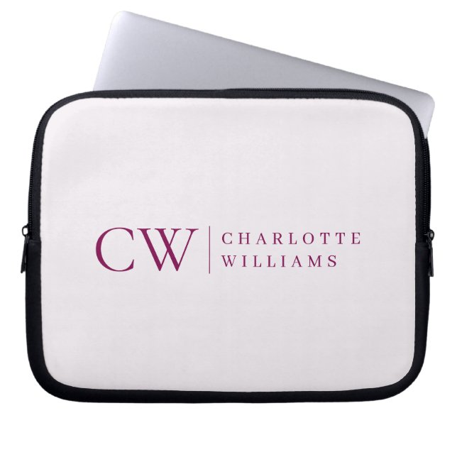 Monogram Personalized Pink Initial Laptop Sleeve (Front)