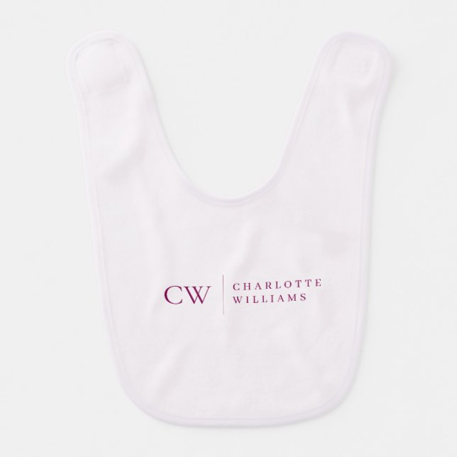 Monogram Personalized Pink Initial & Name Baby Bib (Front)