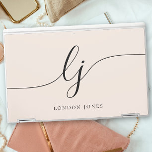 Monogram Personalized Pink Initial Name Script HP Laptop Skin
