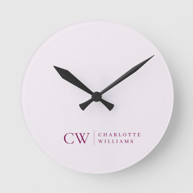Monogram Personalized Pink Initial Wall Clock (Front)