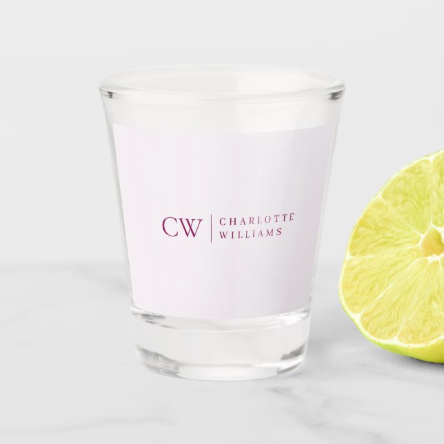 Monogram Personalized Pink Name Shot Glass (Front)