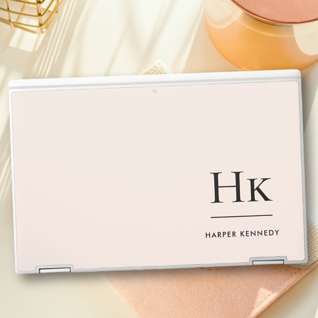 Monogram Personalized Pink Simple Monogrammed HP Laptop Skin (Creator Uploaded)