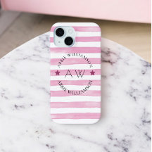 monogram personalized pink stripes