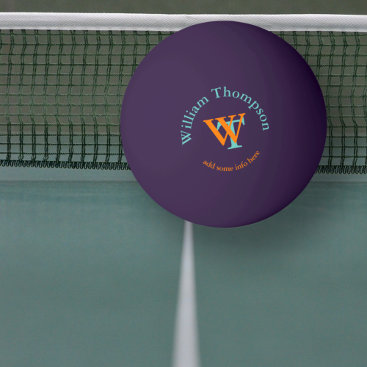 Monogram - Personalized Purple Ping Pong Ball