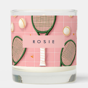 Monogram Personalized Retro Tennis Racket Pattern Scented Candle