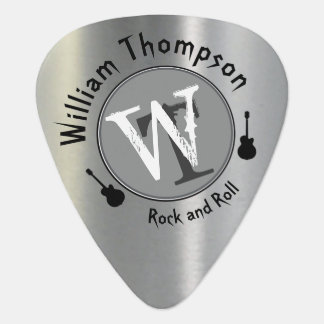 monogram - personalized silver guitar pick