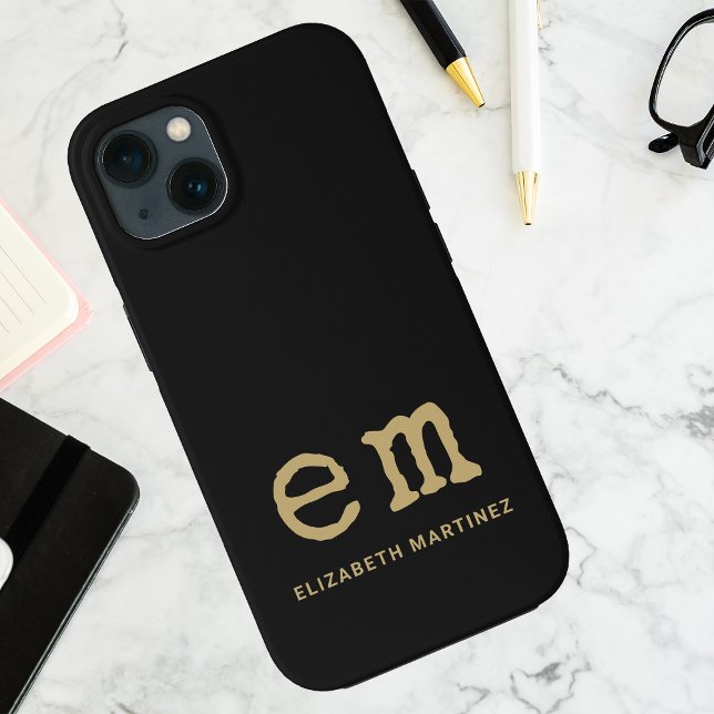Monogram Personalized Simple Minimalist Monochrome Case-Mate iPhone Case (Creator Uploaded)