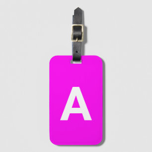 Monogram Personalized Simple Modern Hot Pink Luggage Tag