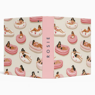 Monogram Personalized Summer Pool Float Pattern  3 Ring Binder