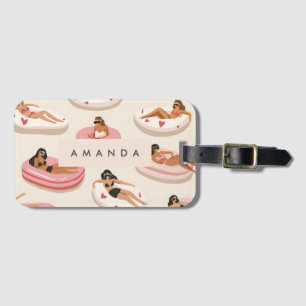 Monogram Personalized Summer Pool Float Pattern  Luggage Tag