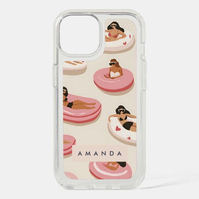 Monogram Personalized Summer Pool Float Pattern  Speck iPhone Case (Front)