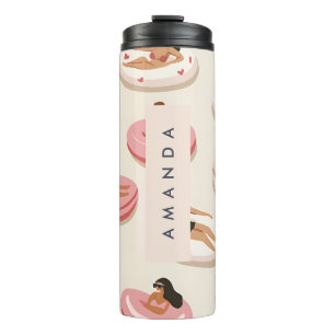 Monogram Personalized Summer Pool Float Pattern  Thermal Tumbler