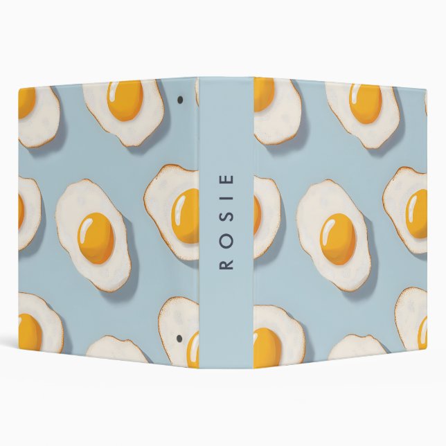 Monogram Personalized Sunny Side Up Egg Pattern 3 Ring Binder (Background)
