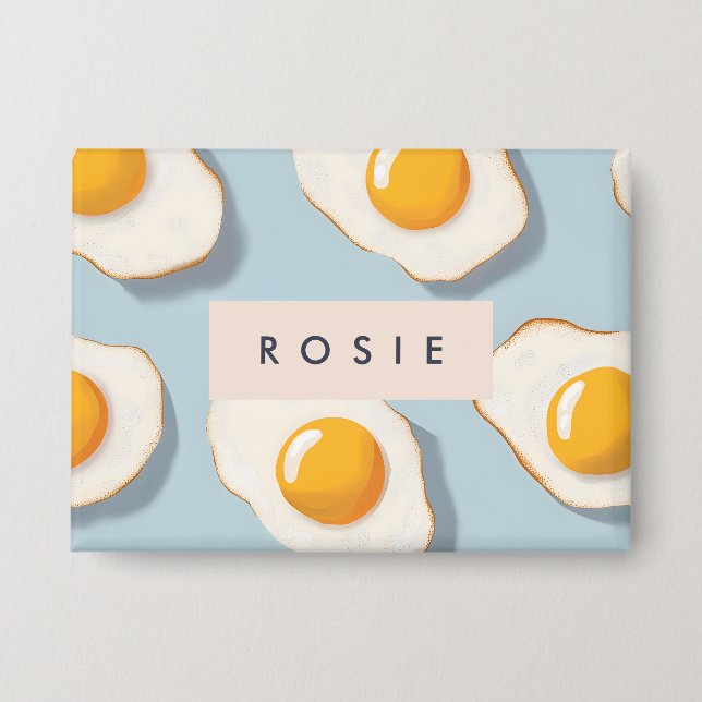 Monogram Personalized Sunny Side Up Egg Pattern Button (Front)