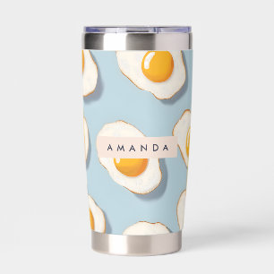 Monogram Personalized Sunny Side Up Egg Pattern Insulated Tumbler