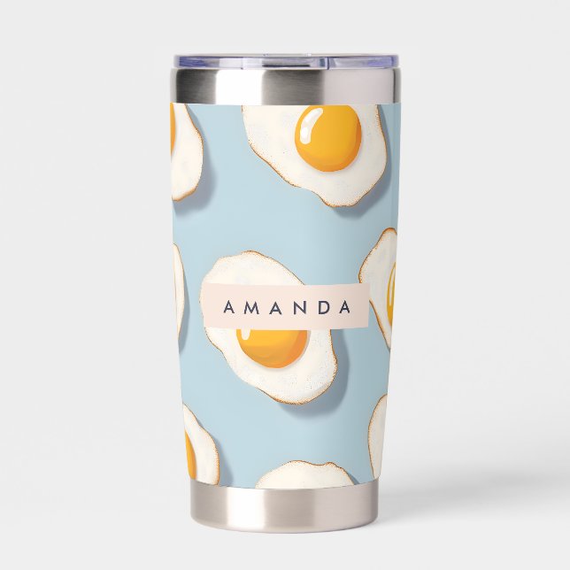 Monogram Personalized Sunny Side Up Egg Pattern Insulated Tumbler (Front)