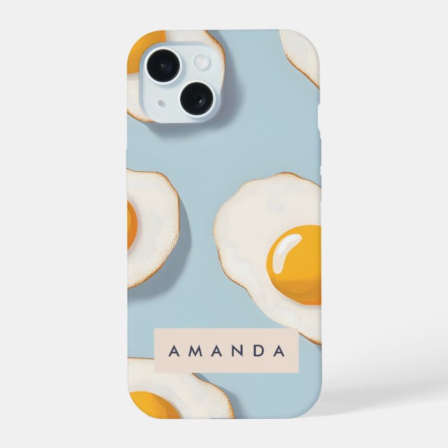Monogram Personalized Sunny Side Up Egg Pattern Iphone Case (Back)