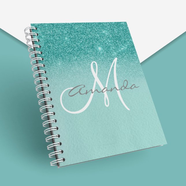 Monogram Personalized Turquoise Ombre Gift Notebook (Creator Uploaded)