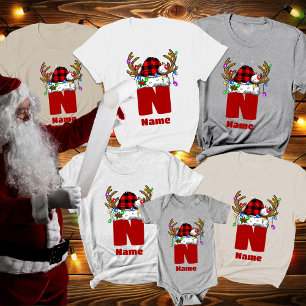 Monogram Personalized With Name Christmas T-Shirt