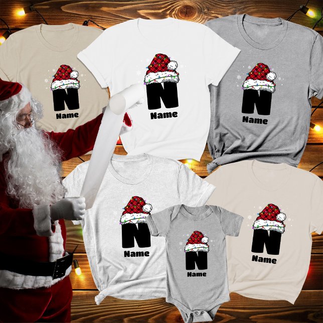 Monogram Personalized With Name Christmas T-Shirt (Creator Uploaded)