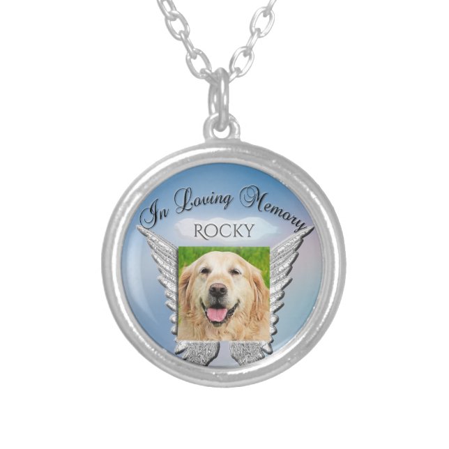 Monogram | Pet | Angel Wings Silver Plated Necklace (Front)