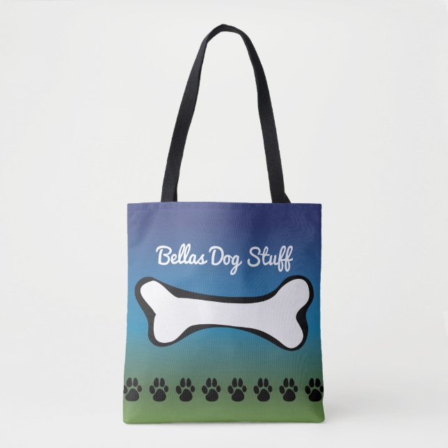 Monogram Pet Dog Toy Accessory Blue Gradient Tote Bag (Front)