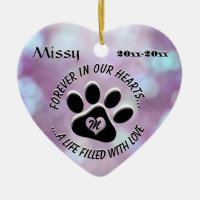 Monogram Pet Memorial Heart Ceramic Ornament