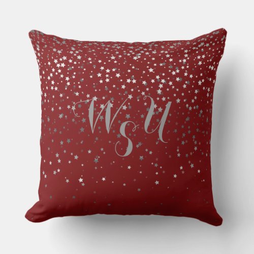 Monogram Petite Gray Stars 20x20 Pillow_Crimson Throw Pillow