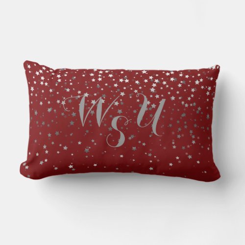 Monogram Petite Gray Stars Lumbar Pillow_Crimson Lumbar Pillow