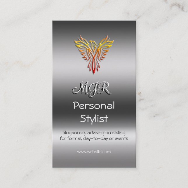 Monogram, Phoenix Personal Stylist, metal-effect Business Card (Front)